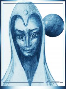 Blue Moon Drawing Created By Artist Hartmut Jager